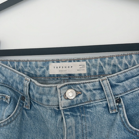 Topshop Distressed Hem Straight Jeans 30-Inch - Picture 3 of 7